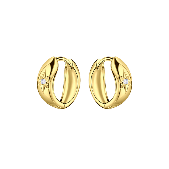 12mm Silver Geometric Huggie Earrings - 23892