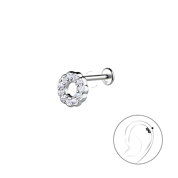 Silver Round with Titanium Labret - 22857