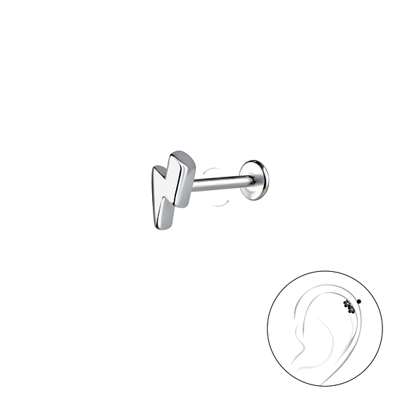 Silver Thunder Bolt with Titanium Labret - 22862