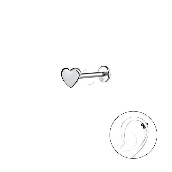Silver Heart with Titanium Labret - 22874
