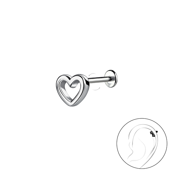 Silver Heart with Titanium Labret - 22863