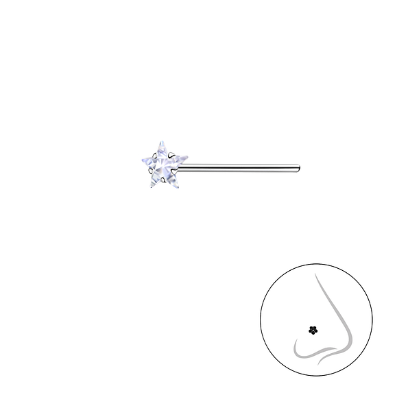 3mm Star Cubic Zirconia Silver Nose Stud - 23961