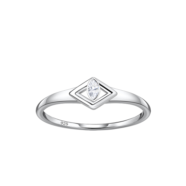 Silver Diamond Shaped Ring - 24115