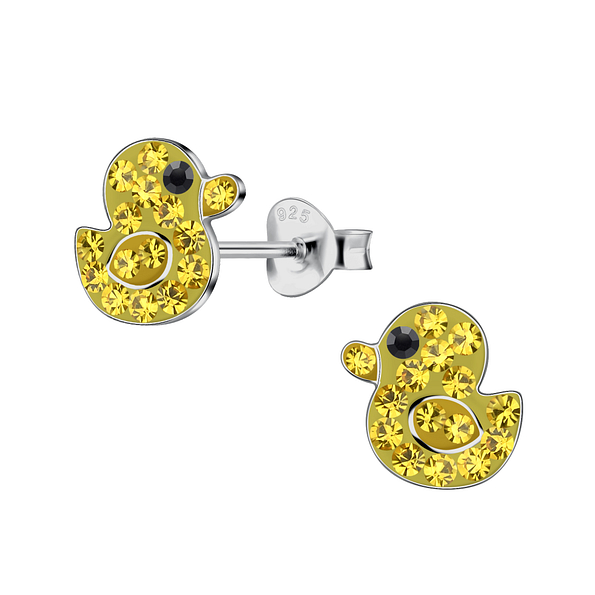 Silver Duck Stud Earrings - 24046