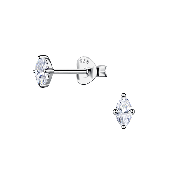2x4mm Marquise Cubic Zirconia Silver Stud Earrings - 24200