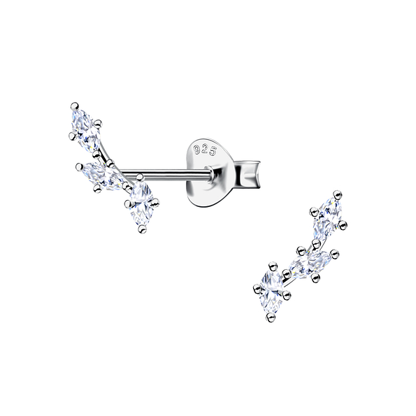 Silver Geometric Stud Earrings - 24198