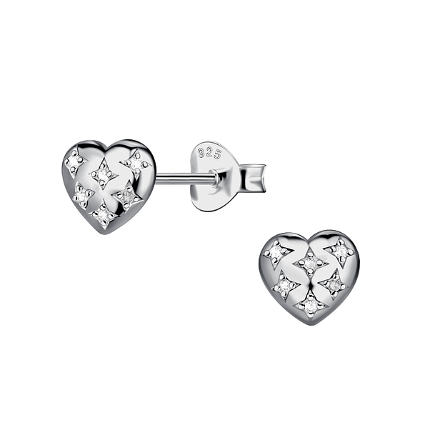 Silver Heart Stud Earrings - 24064