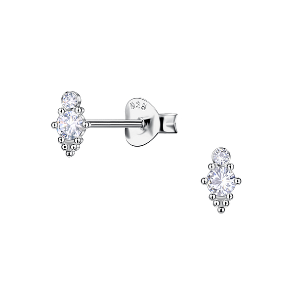 Silver Geometric Stud Earrings  - 24203