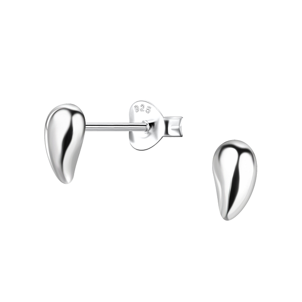 Silver Teardrop Stud Earrings - 24219