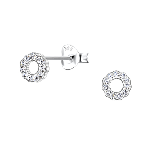 Silver Circle Stud Earrings - 24314