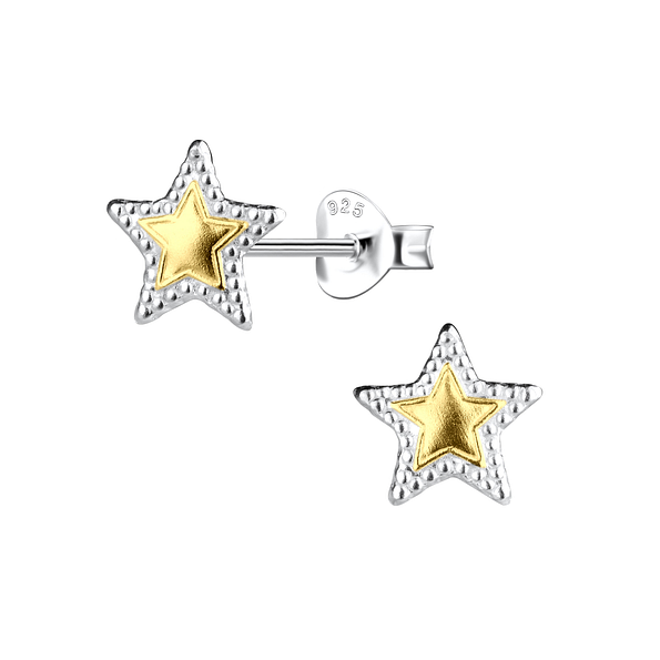 Silver Star Stud Earrings - 24347