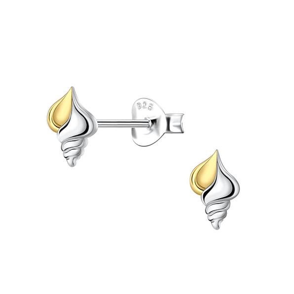 Silver Shell Stud Earrings - 24349
