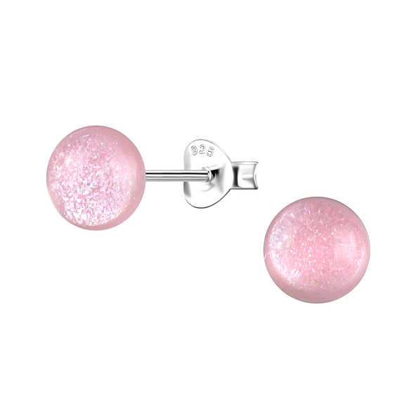 Silver Stud Earrings with Resin Round - 24316 Silver Stud Earrings with Resin Round - 24316