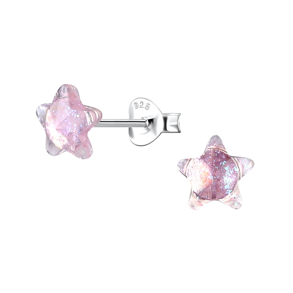 Silver Stud Earrings with Resin Star - 24323 Silver Stud Earrings with Resin Star - 24323