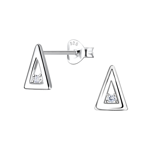 Silver Triangle Stud Earrings - 24089