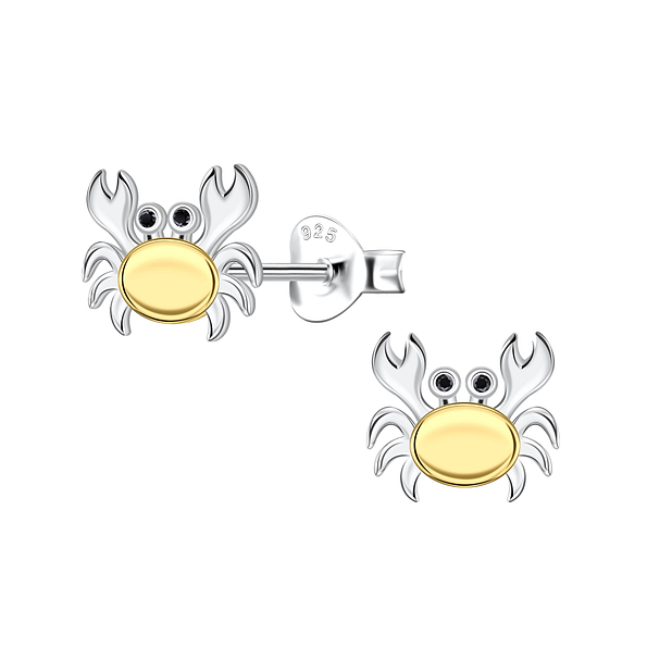 Silver Crab Stud Earrings - 24359