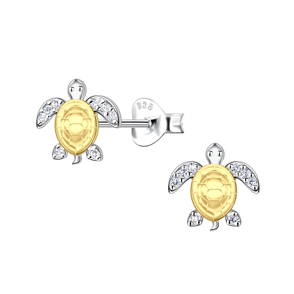 Silver Turtle Stud Earrings - 24362