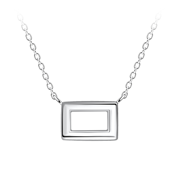 Silver Rectangle Necklace - 24188