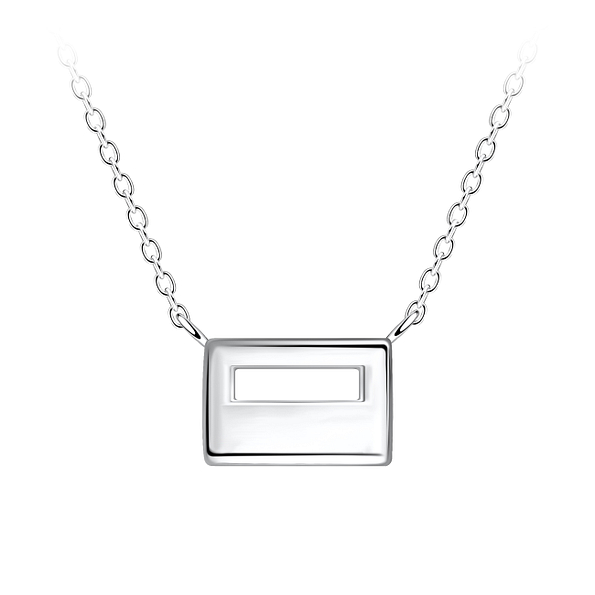 Silver Rectangle Necklace - 24189