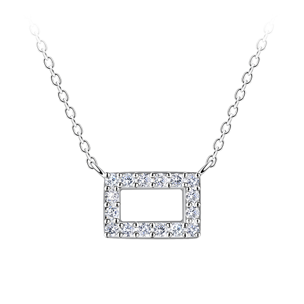 Silver Rectangle Necklace - 24191