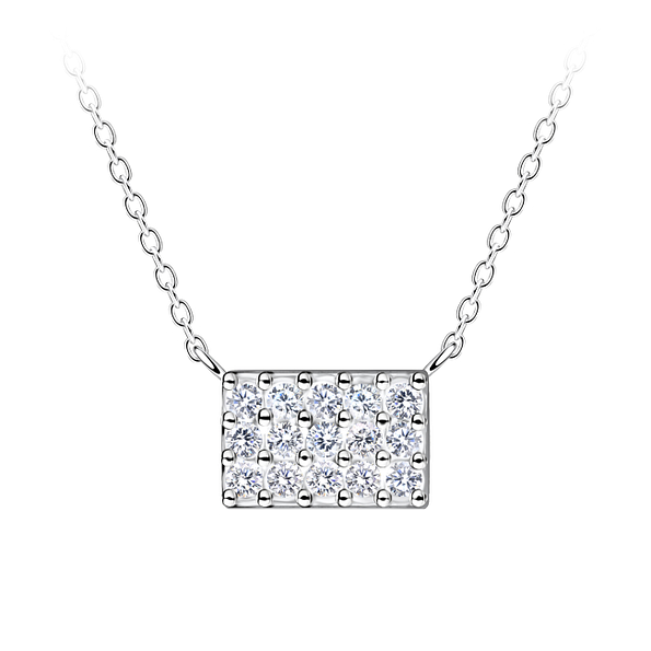 Silver Rectangle Necklace - 24192