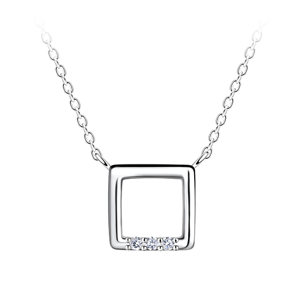 Silver Square Necklace - 24195