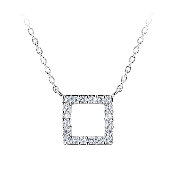 Silver Square Necklace - 24196