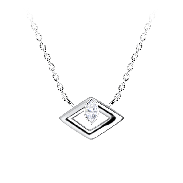 Silver Diamond Shaped Necklace - 24154
