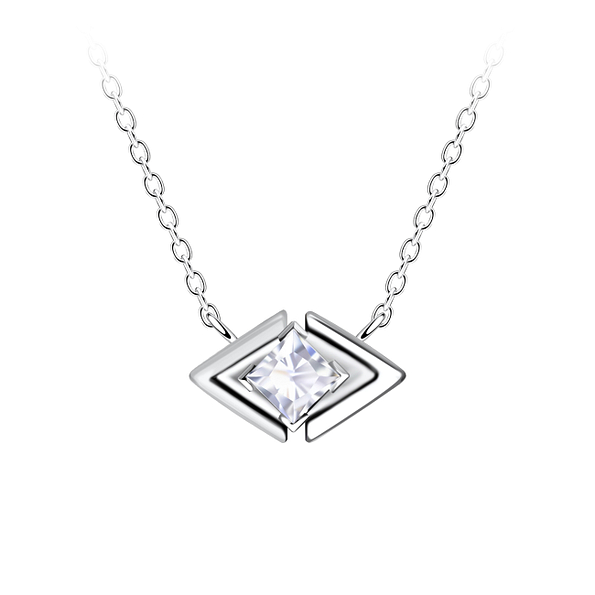 Silver Diamond Shaped Necklace - 24155
