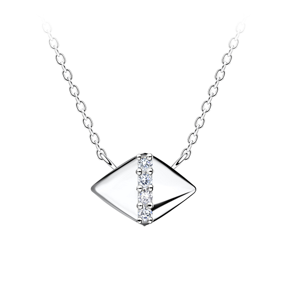 Silver Diamond Shaped Necklace - 24156