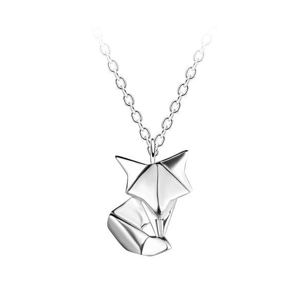 Silver Origami Fox Necklace - 24371