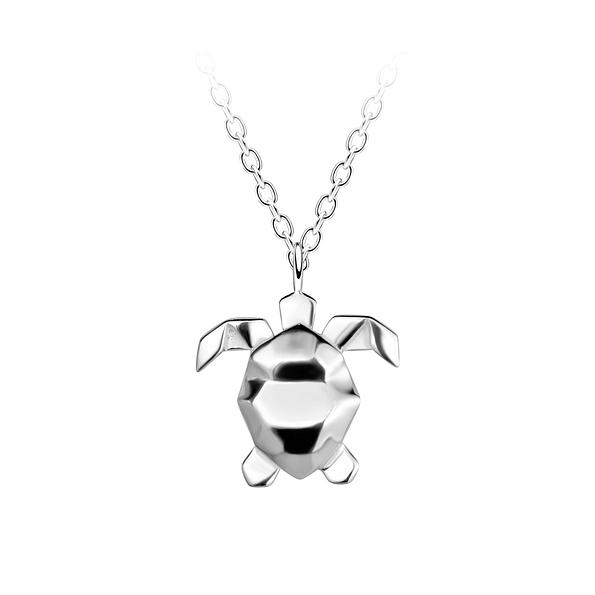 Silver Origami Turtle Necklace - 24373