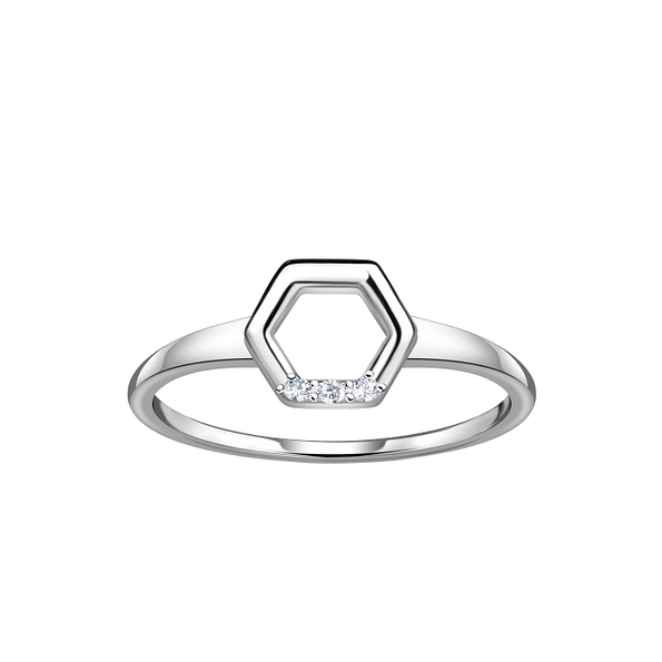 Silver Hexagon Ring - 24096