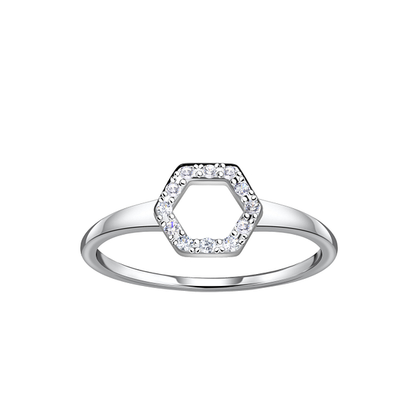 Silver Hexagon Ring - 24097