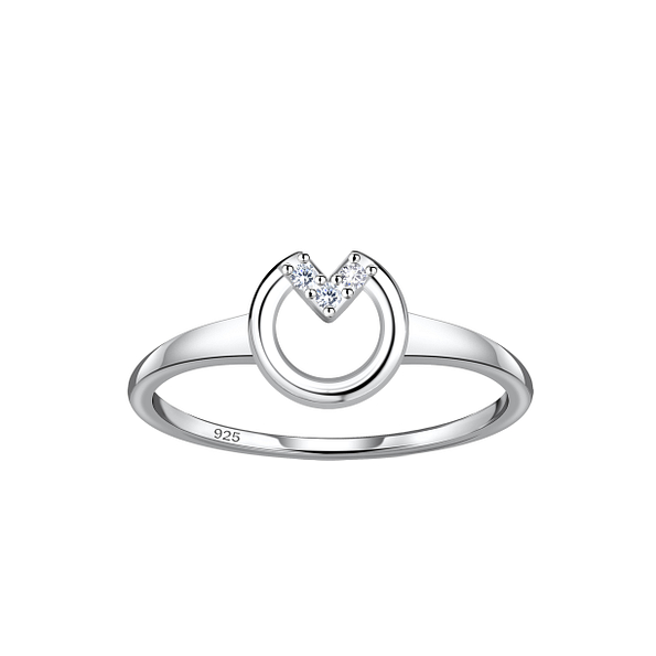 Silver Circle V Ring - 24106