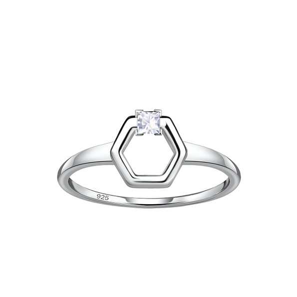 Silver Hexagon Ring - 24111
