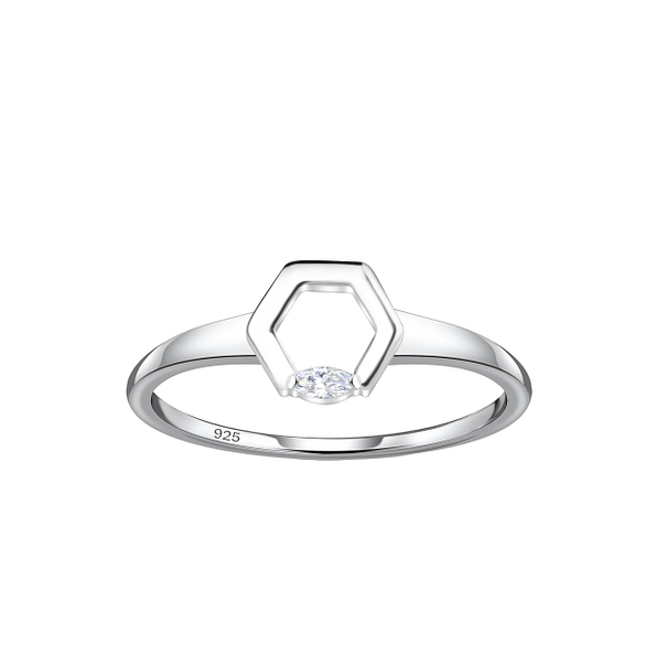 Silver Hexagon Ring - 24112