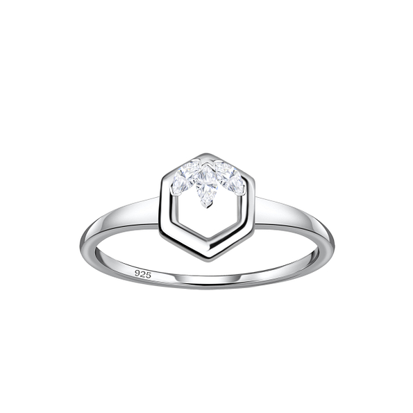 Silver Hexagon Ring - 24113