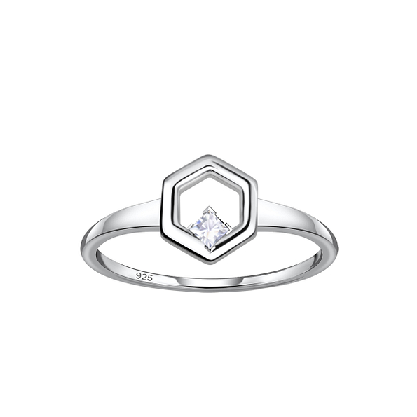 Silver Hexagon Ring - 24114