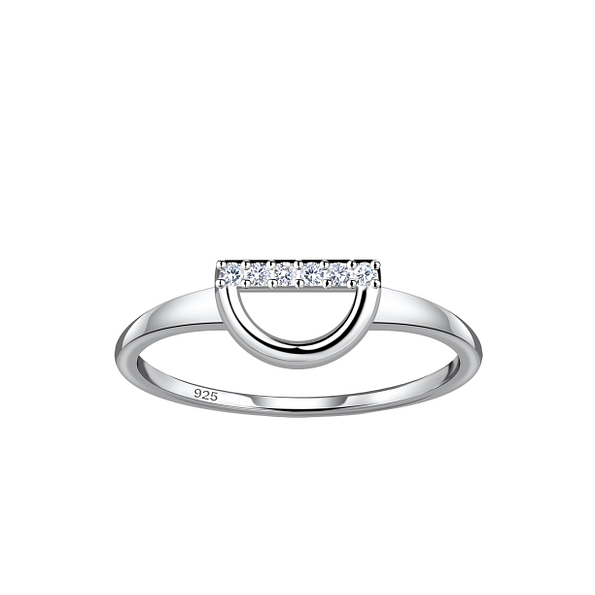 Silver Semi Circle  Ring - 24124