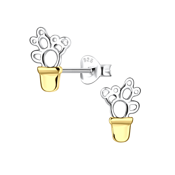 Silver Cactus Stud Earrings - 24511 Silver Cactus Stud Earrings - 24511