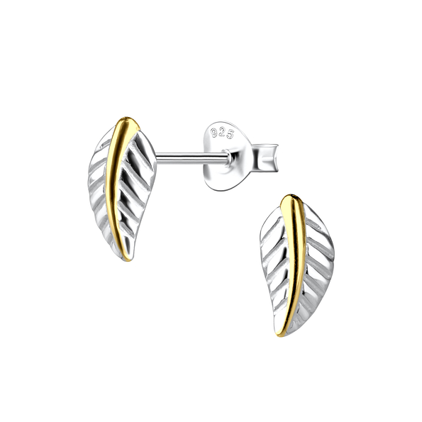 Silver Leaf Stud Earrings - 24515