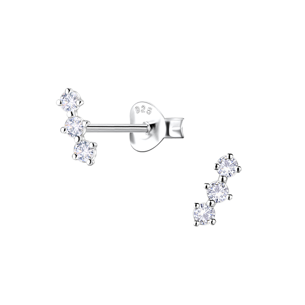 Silver Geometric Stud Earrings  - 24487