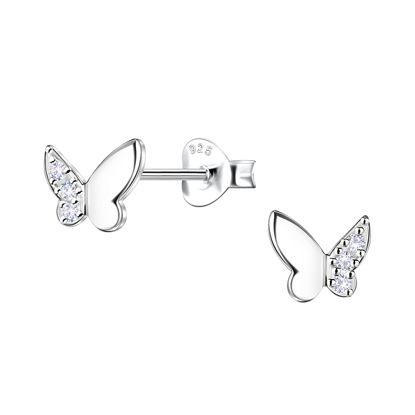 Silver Butterfly Stud Earrings   - 24423