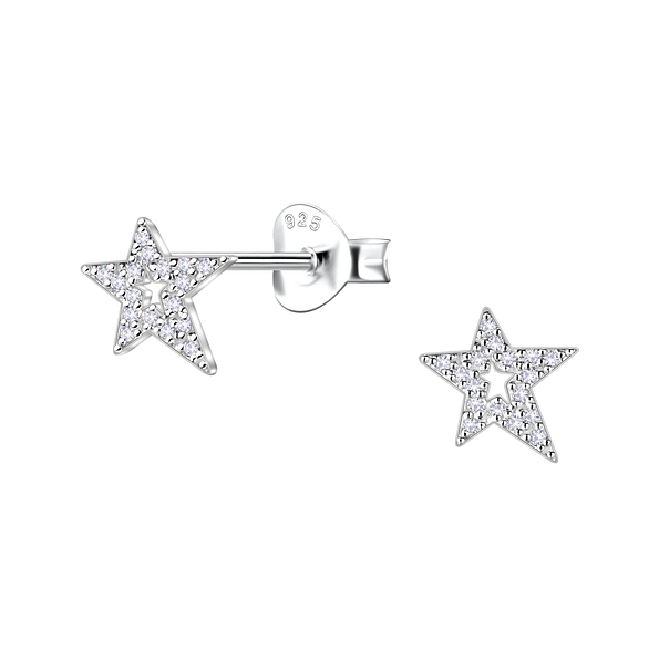 Silver Star Stud Earrings - 24478
