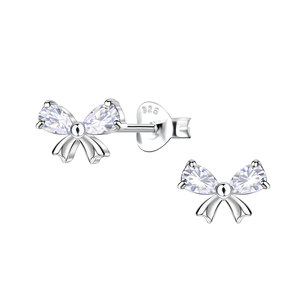 Silver Bow Stud Earrings  - 24480