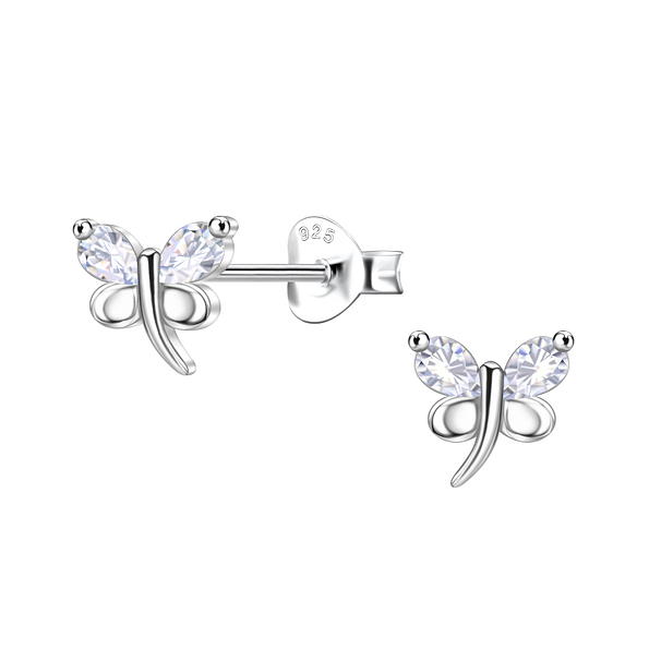 Silver Dragonfly Stud Earrings - 24484