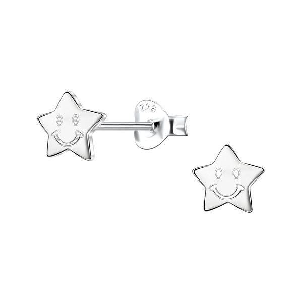 Silver Star Stud Earrings - 24444