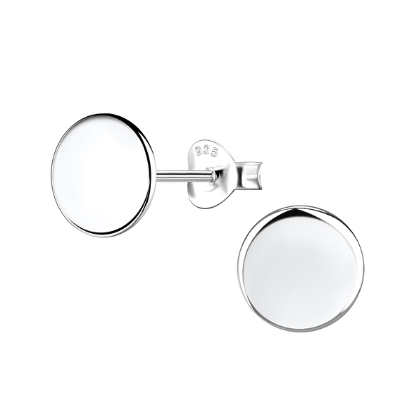 Silver Round Stud Earrings - 24450