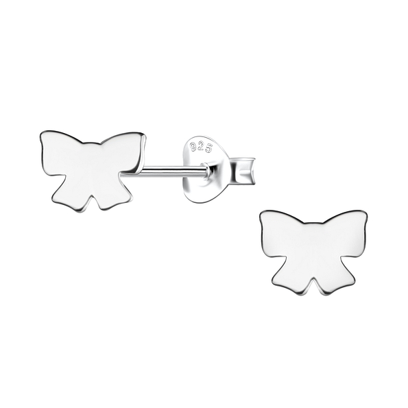 Silver Bow Stud Earrings - 24454